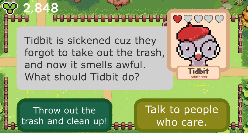 The player is interacting with Tidbit